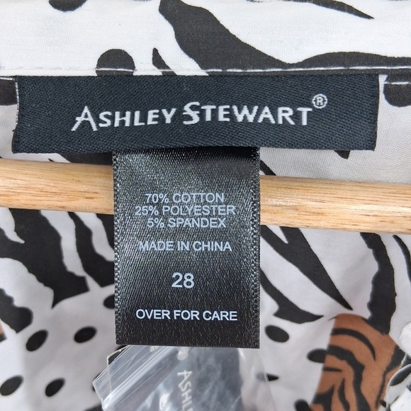 Ashley Stewart Womens Patchwork Animal Print Button Down Shirt Plus Size New28 - Picture 7 of 13
